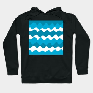 Blue and white horizontal waves pattern Hoodie